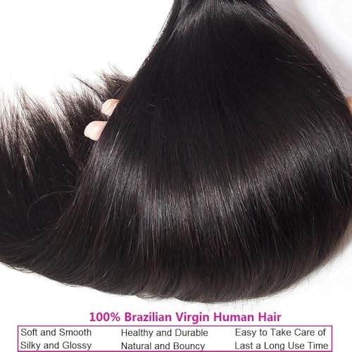 Bundles Human Hair 20 22 24 Inch Straight Wave Natural Human Hair Bundles Total 300g 11A Unprocessed Brazilian Soft Quick Weave Soft Sewn In Hair for Black Women