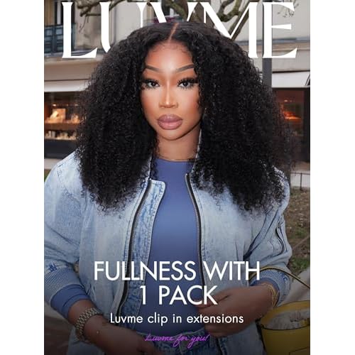 LUVME HAIR Clip in Hair Extensions Real Human Hair Curly Fullness with 1 Pack Invisible Natural Curly Seamless Clip on Hair Extensions 7pcs PU Skin Weft 22 Inch Remy Hair