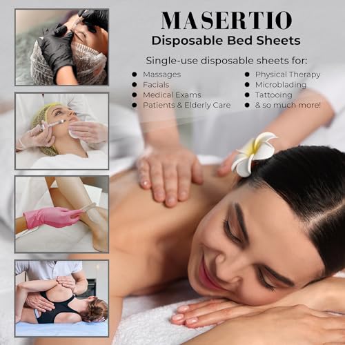 Disposable Massage Bed Cover - 60 Sheets Per Roll, Non-woven Disposable Material - Ideal for Spa, Massage Table, Tattoo, Waxing Table - No Crinkle Table Sheets - 31.5 x 71 Inches (1 Roll)