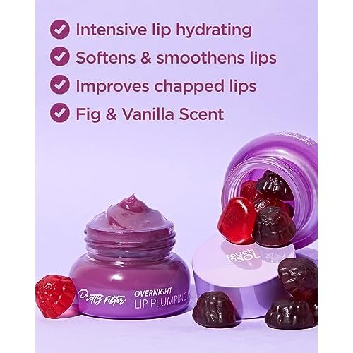 Touch in Sol Pretty Filter Overnight Lip Plumping Mask - Korean Lip Treatment Mask for Dry and Cracked Lips - Lip Volumizing and Intensive Nourishing with Shea Butter - Fig and Vanilla Scent