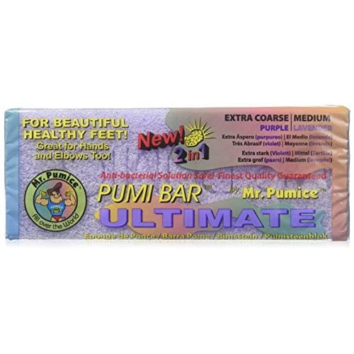 Mr. Pumice Ultimate PUMI Bar, 2-in-1 Callus Remover, Pedicure Stone & Ped File Scrubber for Smooth Feet and Heels, Dual-Grit (Medium + Coarse), 1 Pack