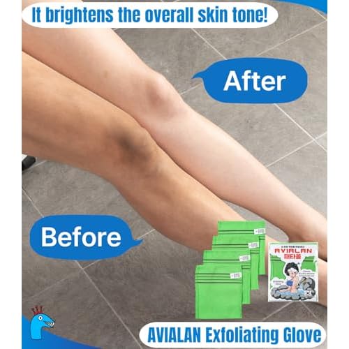 exfoliating Glove Body wash loofah Korean Skin Care face Lip Body Scrub Dry Brushing Body Brush Foot Back Scrubber (Green)