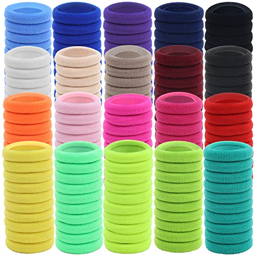Lawie 200 Pack Terry Cloth Knit Thick Colorful Hair Ties Scrunchies Elastics Hair Bands for Thin Curly Hair Ponytail Holder