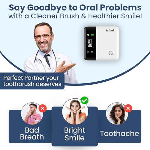 UV Toothbrush Sanitizer Holder & Cleaner with LED Clock Display & Hot Air Drying ? Wall-Mounted UV Tooth Brush Holder for Bathroom Decor, Travel Use, Rechargeable Portable Design, Fits All Brushes