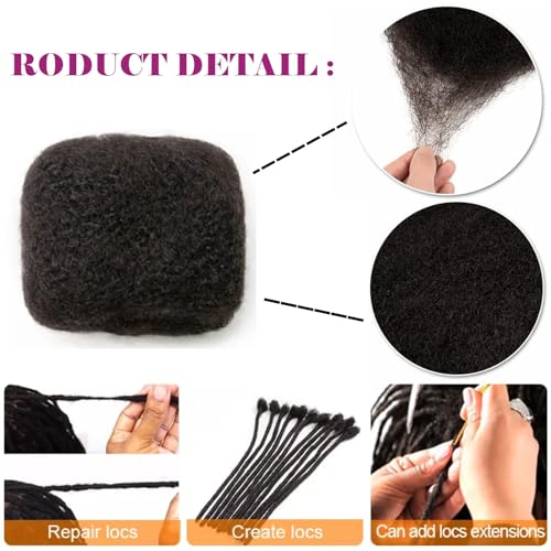 Afro Kinky Bulk Human Hair For Dreadlock Extensions Repair Locs,Twist Braiding, 100% Human Braiding Hair £¬30Grams each bundles Total (8Inch 6Bundles/Pack #30)