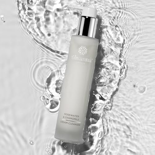 Rosewater and Chamomile Cream Cleanser - Omega Rich Face Wash - Gentle and Hydrating without Stripping Essential Oils - 3.3 oz