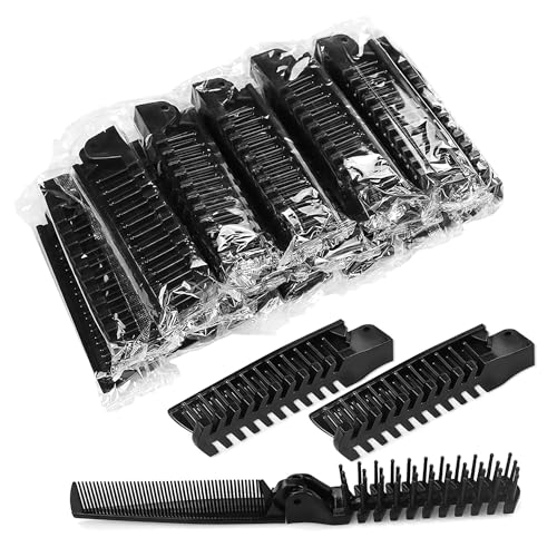 Foldable Combs in Bulk Individually Wrapped, Travel Pocket Hair Comb, Folding Hair Brush Double Headed, Brush Comb Styling Tool for Men Women Combs, Black (One Size, 100, Count)