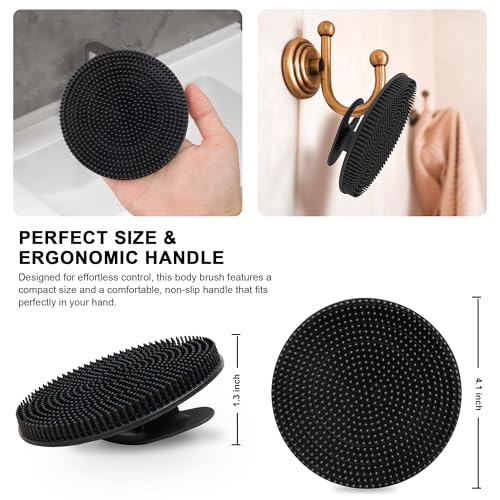 INNERNEED Food Grade Silicone Body Scrubber Gentle Exfoliating Brush for Women Men Deep Clean for All Skin Types, More Hygienic and Well Lather (Black+Dark Green+Dark Blue)