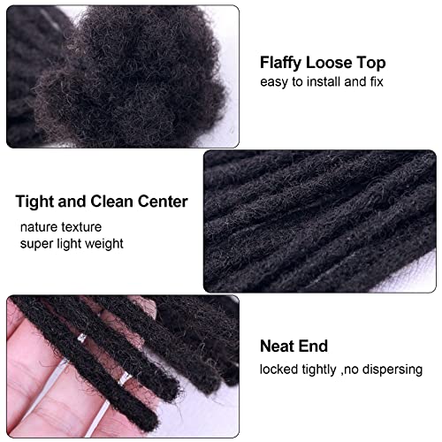 100% Human Hair Dreadlock Extensions for Men/Women, 0.4cm Thickness 8 Inch 100 Strands Full Handmade Can be Dyed and Bleached Permanent Loc Extensions Human Hair Natural Black