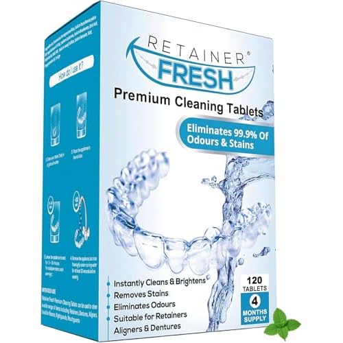 Retainer Cleaner Tablets - 120 Tablets 4 Month Retainer Fresh - Retainer Cleaning Tablets, Mouth Guard Cleaner, Denture Cleaner, Aligner Cleaner, Brite Retainer Tablets