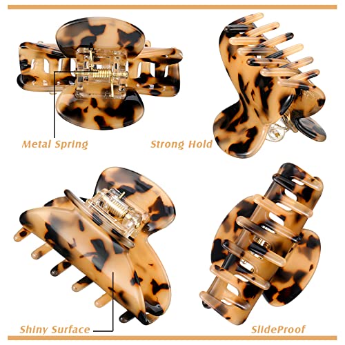 Janinka 18 Pcs Tortoise Shell French Barrettes - 2.6 Inch Banana Celluloid Hair Clips, Leopard Print Hair Accessories for Women