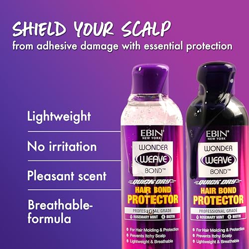 EBIN NEW YORK Wonder Weave Bond Hair Protector (Clear) 3.38 Fl Oz ? Quick Dry Protective Shield for Quick Weave ? Lightweight, Rosemary Mint & Biotin Infused, Breathable Formula