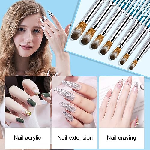 4pc Acrylic Nail Brush Set, Kolinsky Hair Nail Art Brushes, Art Design & Polish Mistake Cleaning Manicure Tools for Women (Sizes 6, 8, 12, 16)