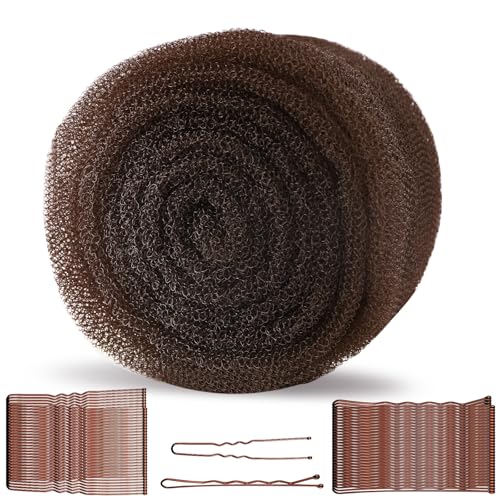 Hair Sponge for Updo & Volume Bumps Tool, Hair Filler for Thin Hair, Dark Brown Sponge for Updo with 100 Bobby Pins, 70 Inch, Salon Must-Have (Dark Brown)