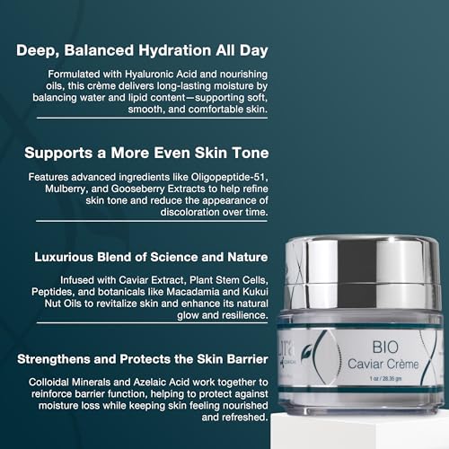 Lira Clinical BIO Caviar Cr?me - Daily Hydrating Facial Moisturizer with Advanced Peptide Complex and Vitamin C - Night Cream for Dry Skin - Travel Size Nourishing Cream for Skincare Routine - 1 oz