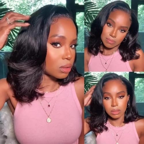 west kiss Glueless Short Bob Wig Ready to Wear 5x7 Closure Bob Wig Pre Cut & Pre Bleached Human Hair Wigs With Adjustable Straps for Easy Installation 12 Inch