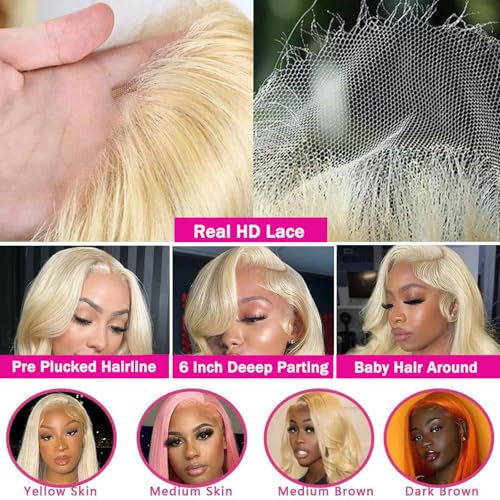 32 Inch Body Wave Blonde Wig Human Hair 200% Density 13X6 613 Lace Front Wig Human Hair Long 13X6 HD Blonde Lace Front Wigs Pre Plucked Glueless Wigs With Baby Hairs