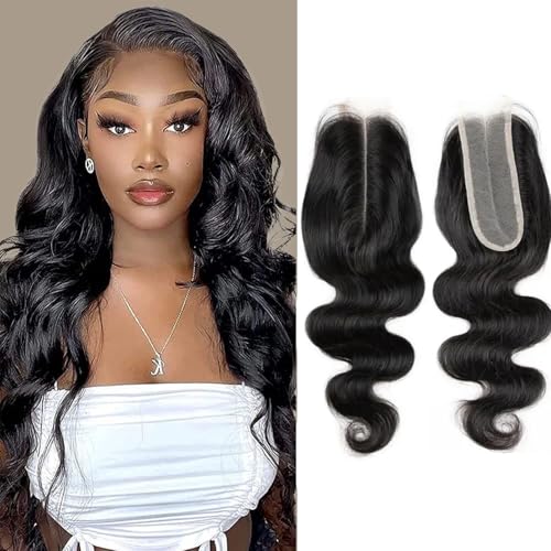 2x6 HD Lace Closure Body Wave Human Hair ? 12 Inch Ultra-Thin 0.10mm Melt Swiss Lace Closure, Pre-Plucked with Tiny Knots, Virgin Hair with Natural Hairline