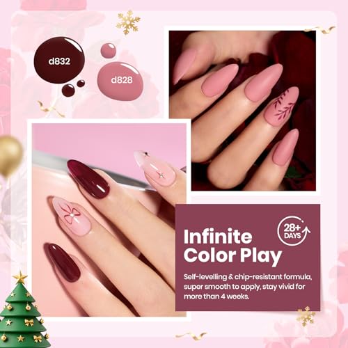 Beetles Burgundy Purple Gel Nail Polish Set - 6 Color Winter Purple Maroon Mauve Plum Gel Polish Kit, Soak Off UV LED Nail Gel for Autumn Manicure Nail Art Gifts for Women
