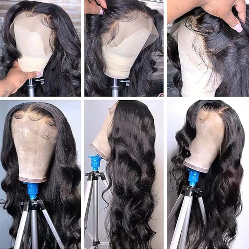 BELE 20 Inch Body Wave Lace Front Wigs Human Hair Pre Plucked With Bleached Knots Glueless 13x4 HD Lace Frontal Wigs 180 Density Natural Color 100% Brazilian Virgin Human Hair Wig For Women