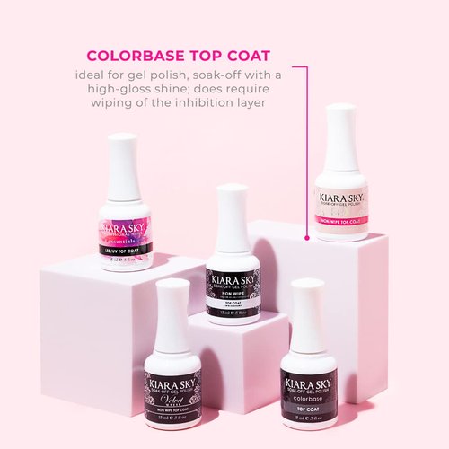 KIARA SKY Gel Polish Top Coat 0.5 fl oz + Base Coat 0.5 fl oz Duo | Soak Off Formula