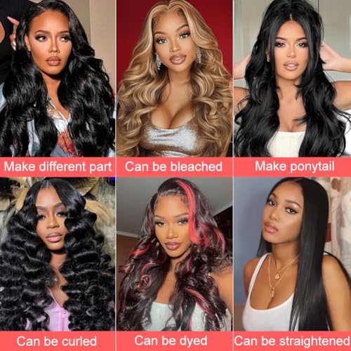 Bundles with Closure Human Hair Body Wave (20 22 22 24+20) 4 Bundles with Closure 5x5 HD Closure with Bundles Human Hair 12A Unprocessed Virgin Hair