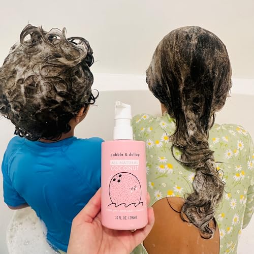 Dabble & Dollop Coconut Body Wash & Shampoo ? 3-in-1 Natural Bubble Bath for Kids, No Parabens or Sulfates, Vegan, Gluten-Free, Tear-Free (10oz, Pack of 2)