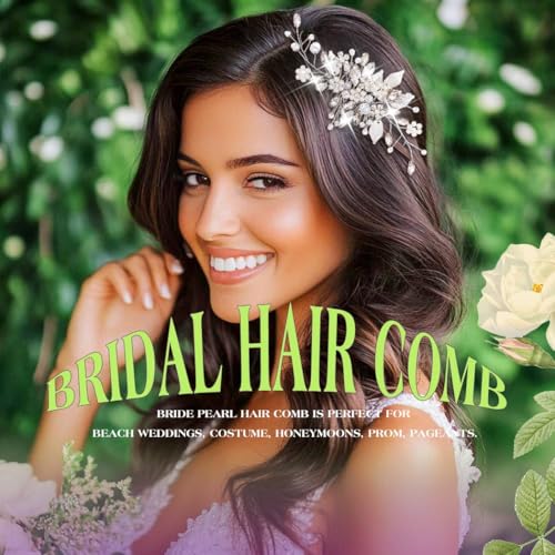 JEAIRTS Crystal Hair Comb Silver Bridal Pearl Headpiece Wedding Hair Accessories for Women