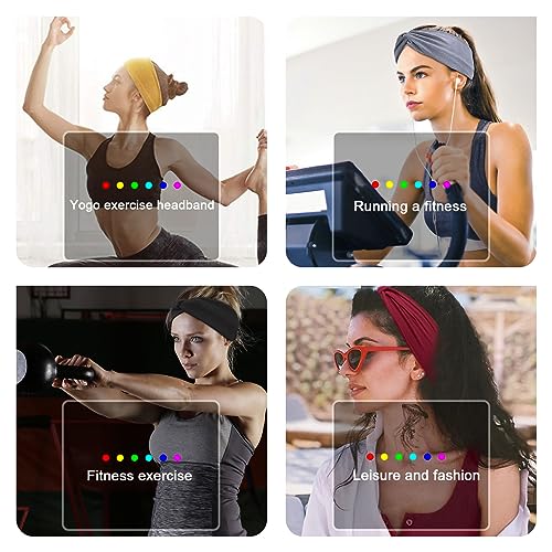 XTREND 12 Pcs Wide Headbands Fashion Knotted Headband For Headband Ladies Bohemian Style Women Non Slip Head Wraps Sport Yoga Workout Turbans Pure Color Hair for Girls Accessories (Solid Color)