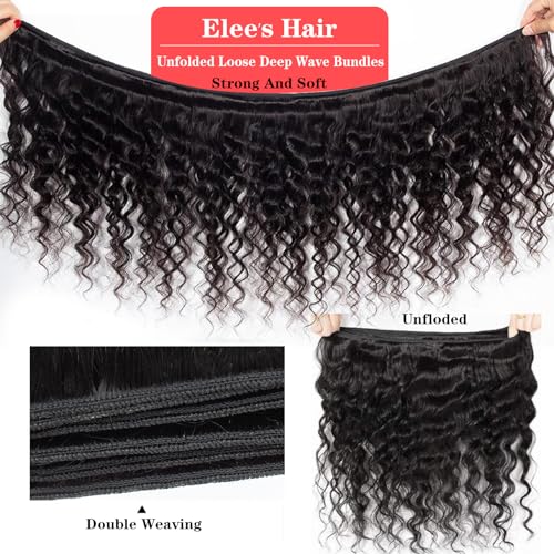 12A Human Hair 3 Bundles with 5x5 HD Lace Closure (16 18 20 +16) 100% Unprocessed Brazilian Virgin Remy Hair Loose Wave Human Hair Bundles with Closure Natural Color