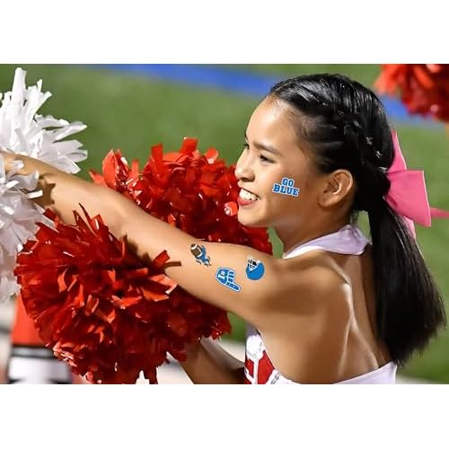 Sports Spirit Temporary Tattoos / 100 Mini Team & School Spirit Designs/Skin Safe/Removable (Blue Finger)