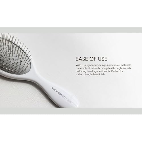Luxury Wet Hair Brush ? Fine Stainless Steel Bristles & Ergonomic Handle by Addendum Hair ? Detangler Brush for All Hair Types ? Durable & Hygienic ? White