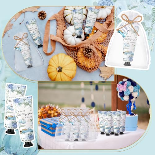 48 Sets Thanksgiving Fall Hand Cream Bulk a Little Pumpkin Baby Shower Hand Cream Gifts Baby Shower Party Favors for Guests Travel Size Lotion for Autumn Party Supplies(Blue Pumpkin)