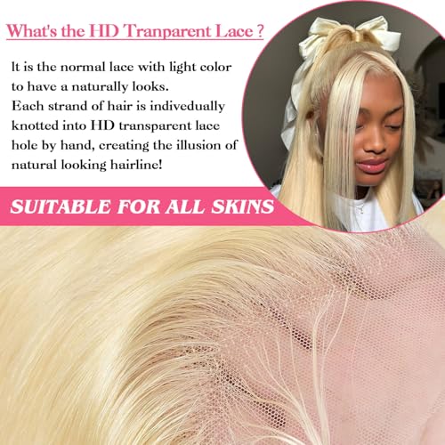 30 Inch 613 13x6 Lace Front Wig Human Hair 200 Density Blonde Wig Human Hair 613 Straight Lace Front Wig Human Hair Pre Plucked 613 Lace Frontal Wig 13x6 HD Transparent Glueless Wigs for Women