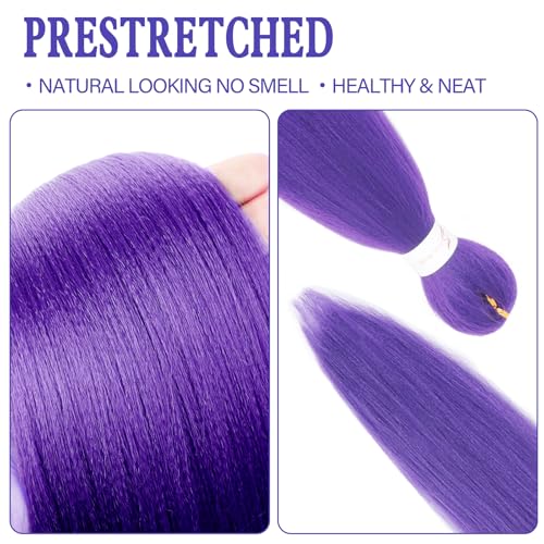 Beyond Beauty Long Purple Braiding Hair 30 Inch, Pre Stretched Synthetic Braiding hair for Braids,2 Packs Purple Rumi Hair Extensions for Stage Party Halloween Costume Cosplay