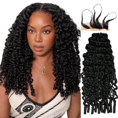 Feather Crochet Hair Extensions Lightweight Water Curly Pre Looped Crochet Human Hair Curly For Black Women Pre Separated Knotless Crochet Hair 18inch 120g