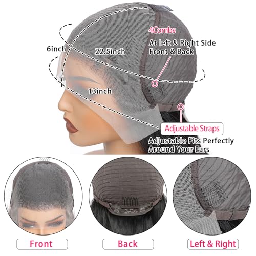 Deep Wave Lace Front Wigs Human Hair 13x6 HD Lace Front Wigs Human Hair Pre Plucked 200% Density Deep Curly Human Hair Lace Frontal Wigs For Women 28 Inch