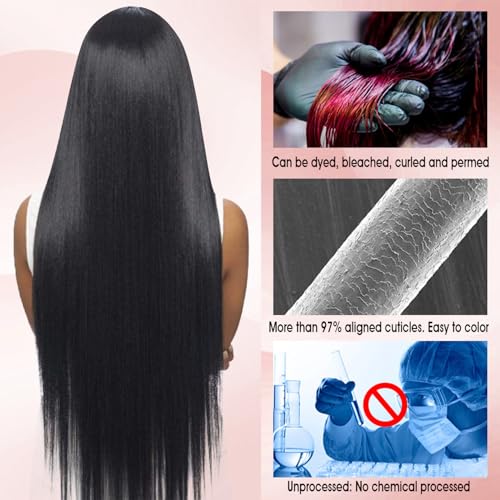 Human Hair Bundles,Straight 4 Bundles 22 24 26 28 Inch,16A Bundles Human Hair,100% Unprocessed Virgin Brazilian Hair Extensions Double Weft, Quick Weave Sew In Hair Bundle