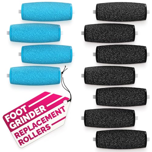 11 Pcs Replacement Rollers for Electric Foot Callus Remover Tool - 7 Extra Coarse & 4 Regular Coarse Refill Heads (1.92 x 0.65 Inches), Micro-Diamond Crystals - Compatible with Amope Pedi Perfect Pro