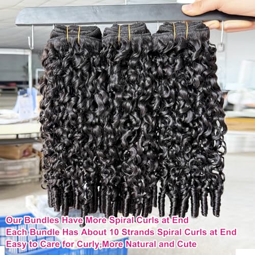 YMS 3C4A Burmese Curly Human Hair Bundles 18 Inch 16A Curly Bundles Human Hair Unprocessed Burmese Raw Hair Extension Real Human Hair Natural Color Spiral Curly End Real Hair Weft Extensions