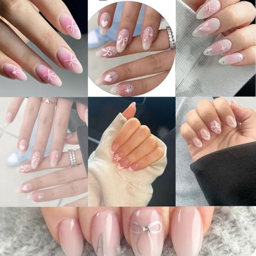 3sheets 5D Embossed Bow Nail Stickers for Nail Art Self-Adhesive Bow Nail Decals White Pink Bow Nail Art Stickers Design Cute Bow Nail Art Supplies for Women Girls