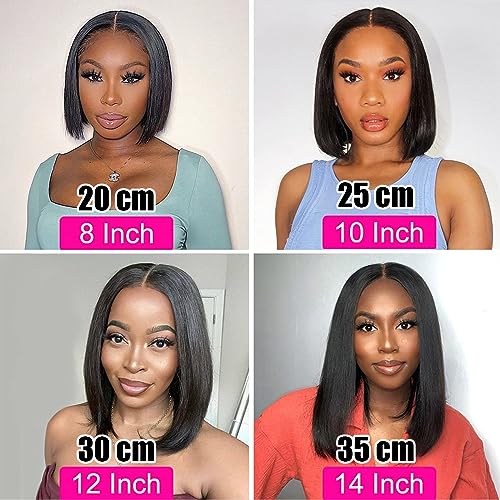 LICHANG 13x4 HD Lace Front Bob Wigs 14 Inch Straight Bob Wig Human Hair