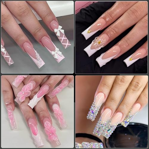 240Pcs Square Soft Gel Nail Tips, Long Square Nails, 12 Sizes Full Cover Acrylic Fake Nails Straight Clear False Nail Extension for Beginner and Professional Home Salon DIY