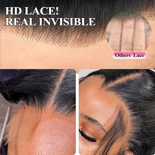 Human Hair Wig Body Wavy 13x4 HD Lace Front Wig 30 Inch Lace Frontal Wigs Pre Plucked 180% Density Virgin Hair Glueless Wigs For Women Natural Black (1B)