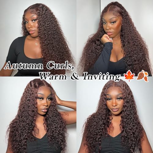 Chocolate Brown Bundles Human Hair 18 20 22 Inch Brazilian Color 4 Deep Wave Bundles Human Hair Unprocessed Breezy Wave Virgin Hair for Black Women with Silky Texture & Quick Weave