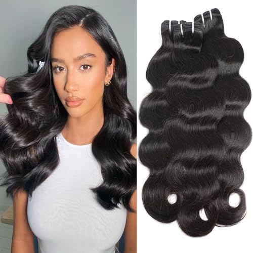 12A Human Hair Bundles 14 16 18 20 Inch Body Wave Bundles Human Hair 100% Unprocessed Brazilian Virgin Quick Weave Natural Black