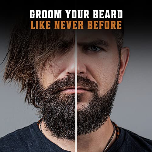 Viking Revolution Beard Comb & Beard Brush Set for Men -- Natural Boar Bristle Brush and Dual Action Pear Wood Comb w/Velvet Travel Pouch - Great for Grooming Beards and Mustaches