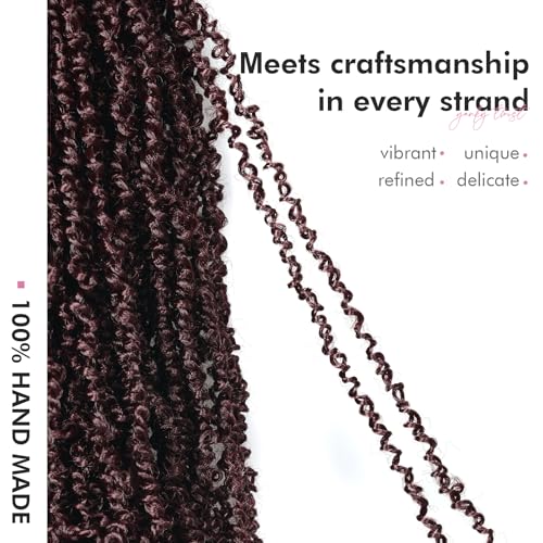 Toyotress Yanky Twist Crochet Hair - 8 Inch 8 Packs (30 Strands/Pcs) Fluffy Spring Mini Twist Passion Twist, Wine Red Pre-Looped Crochet Braids Braiding Hair (8 Inch, 99J-8P)