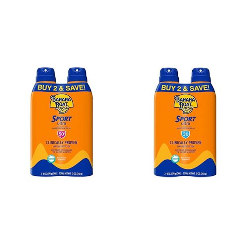 Banana Boat Ultra Sport Reef Friendly Sunscreen Spray, Broad Spectrum SPF 50 & 30, 6 Oz (Pack of 2), Sport Ultra SPF 30 Sunscreen Spray