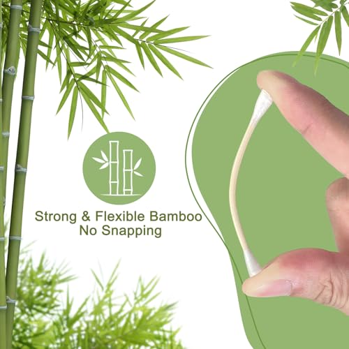 Eyxformula 1000 Count Wooden Cotton Swabs, Sustainable Bamboo Sticks & Soft Tips, Natural Organic Cotton Buds for Ear Cleaning, Makeup Removal, Craft Projects, Personal Care, Pet Care, Household Use